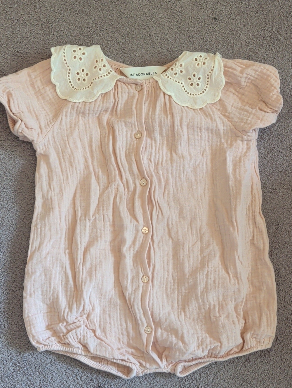 H&M Adorables Pink Baby One-Piece with Eyelet Collar
